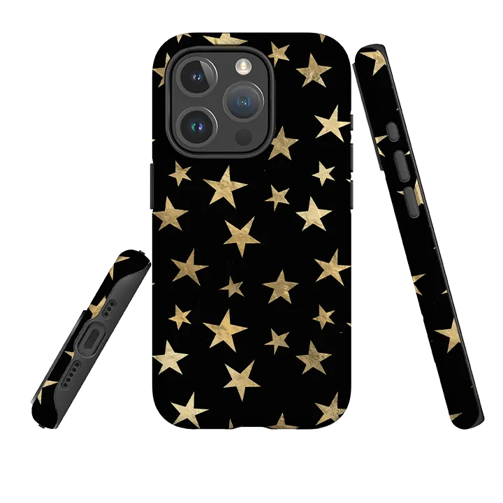 Comfort touch iPhone MagSafe Tough Case - Black and Gold Stars