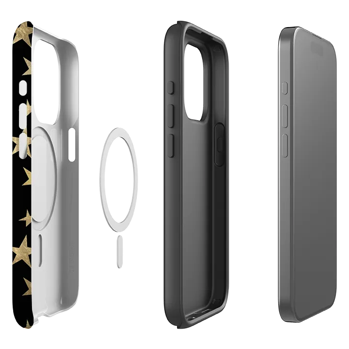 Clear Edge Minimal Edge Design iPhone MagSafe Tough Case - Black and Gold Stars