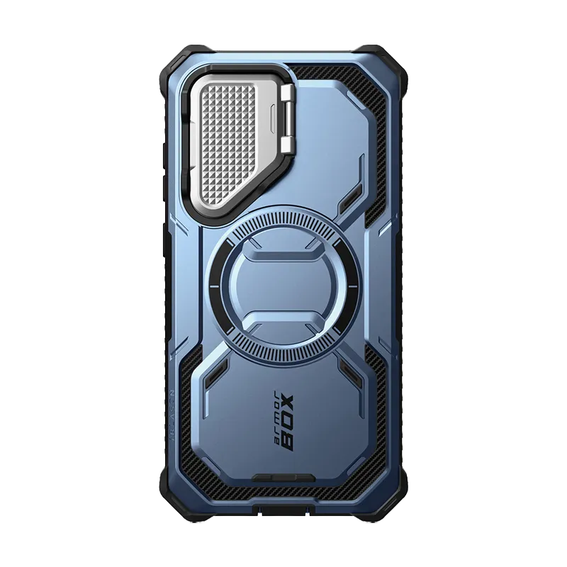 Galaxy S25 Plus Armorbox Protective Phone Case - Metallic Blue Matte Detail Elegant Pattern