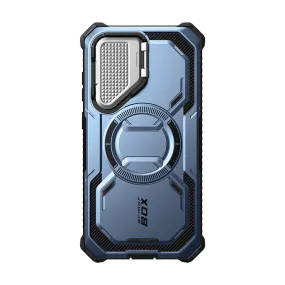 Galaxy S25 Plus Armorbox Protective Phone Case - Metallic Blue Matte Detail Elegant Pattern