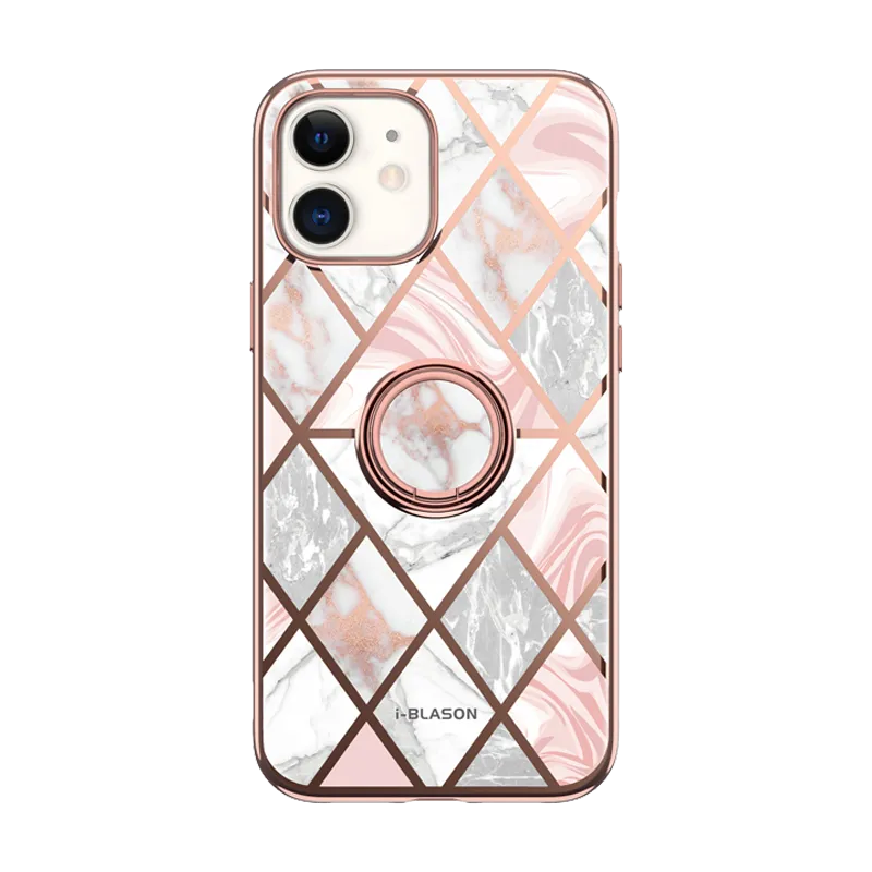 Hand Friendly Shock Proof iPhone 12 mini Cosmo Snap Case - Marble Pink