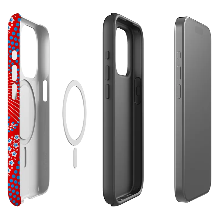 Grip Enhanced iPhone MagSafe Tough Case - Red Bouquet By Cressida Bell