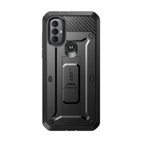 Polished Finish Lightweight Feel Moto G Power Unicorn Beetle PRO Kickstand Case with Holster-Black