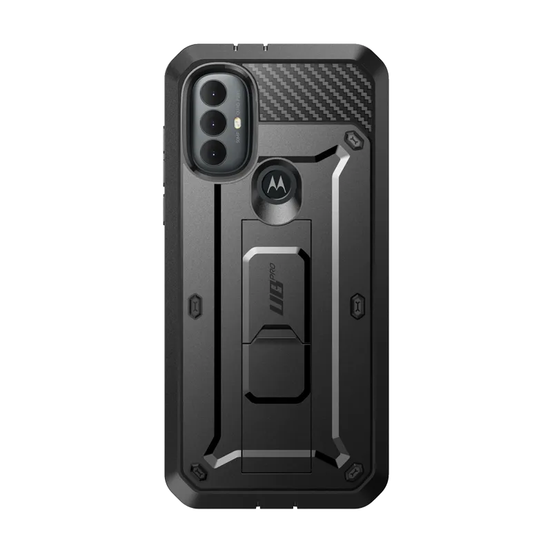 Polished Finish Lightweight Feel Moto G Power Unicorn Beetle PRO Kickstand Case with Holster-Black