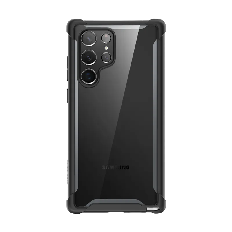 Minimal Feature Galaxy S22 Ultra Ares Clear Rugged Case - Black