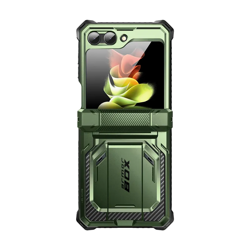 Classic Look Hybrid Surface Layer Galaxy Z Flip5 Armorbox - Dark Green