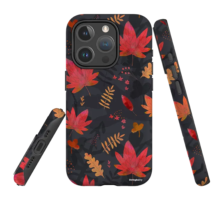 iPhone MagSafe Tough Case -  Autumn Leaves Dark Shock Guard