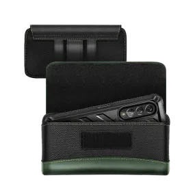 Soft Surface Layer Universal Belt Clip Cell Phone Holster for Galaxy Fold and Large Phones-Green