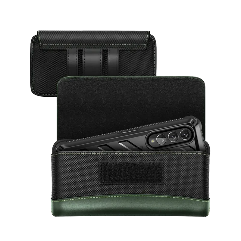 Soft Surface Layer Universal Belt Clip Cell Phone Holster for Galaxy Fold and Large Phones-Green