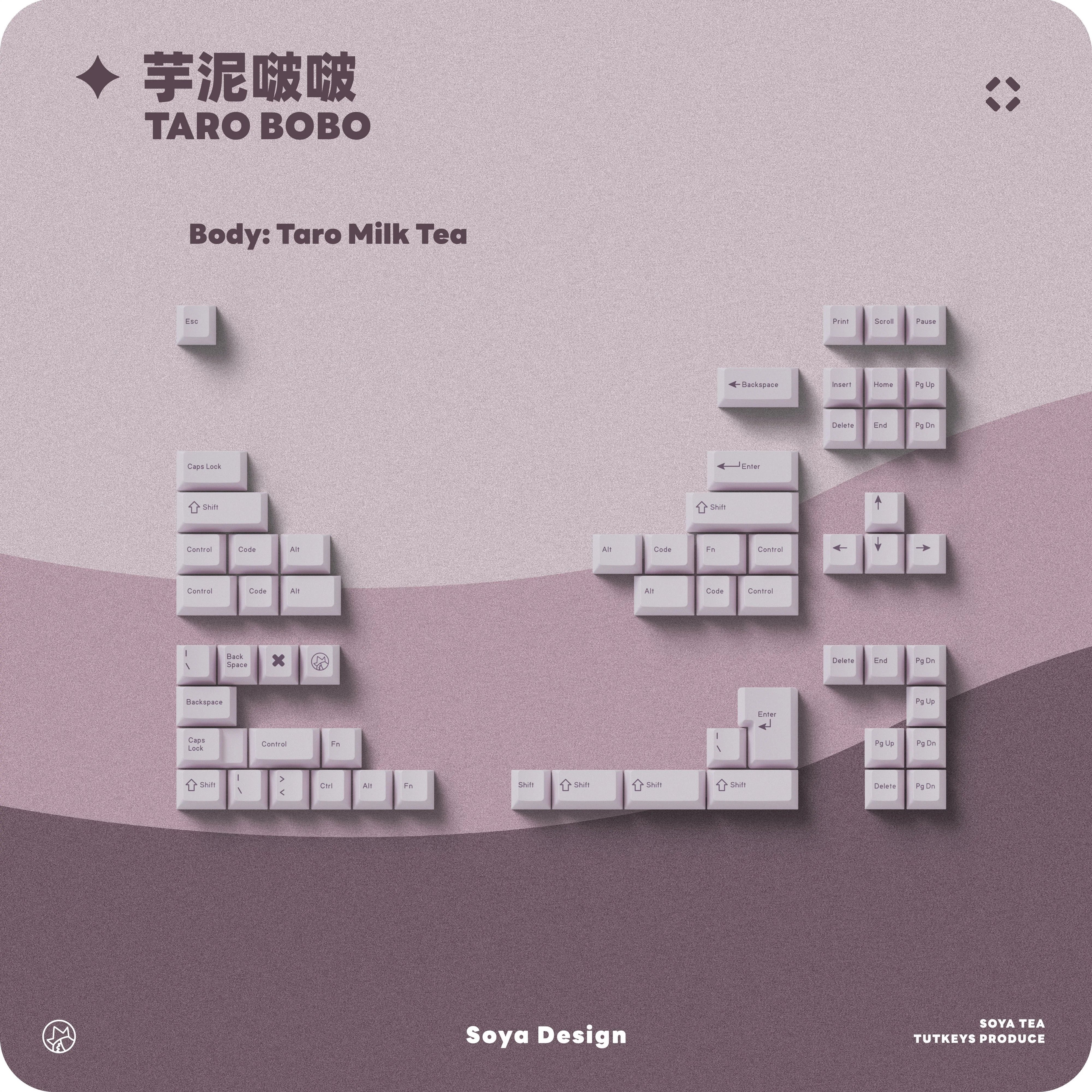 Office Productivity Keyboard TUT Taro Bobo PBT Dye-Sub Keycap Set (Instock)