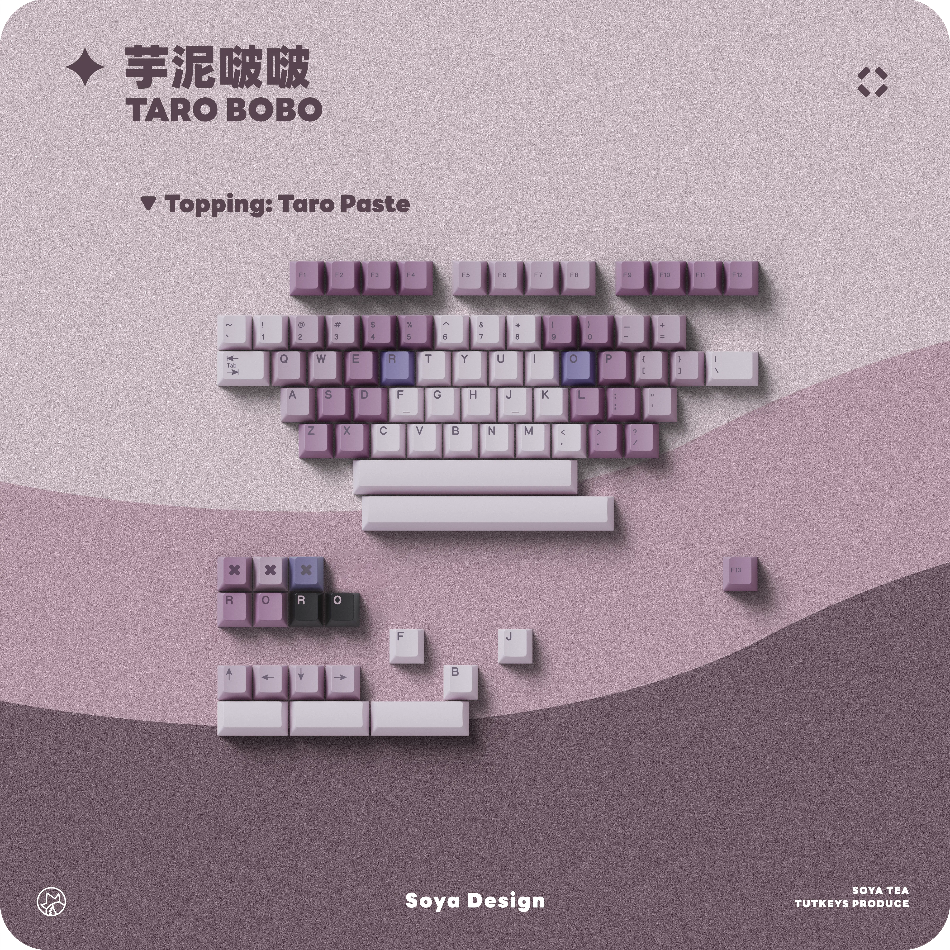 Ultra Smooth Keypress TUT Taro Bobo PBT Dye-Sub Keycap Set (Instock)