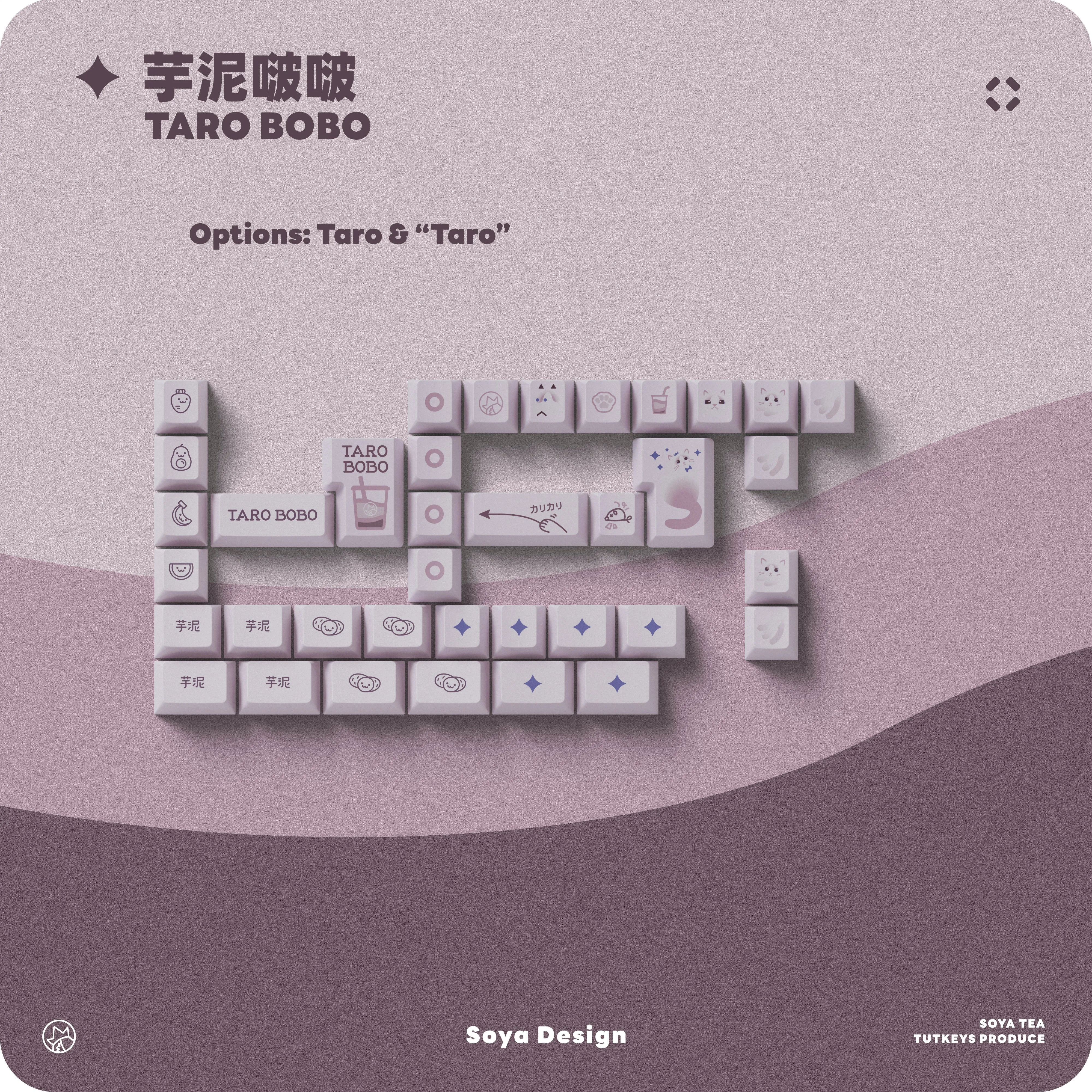 TUT Taro Bobo PBT Dye-Sub Keycap Set (Instock) Multi-Layer Macro Setup 75 Percent Layout Setup