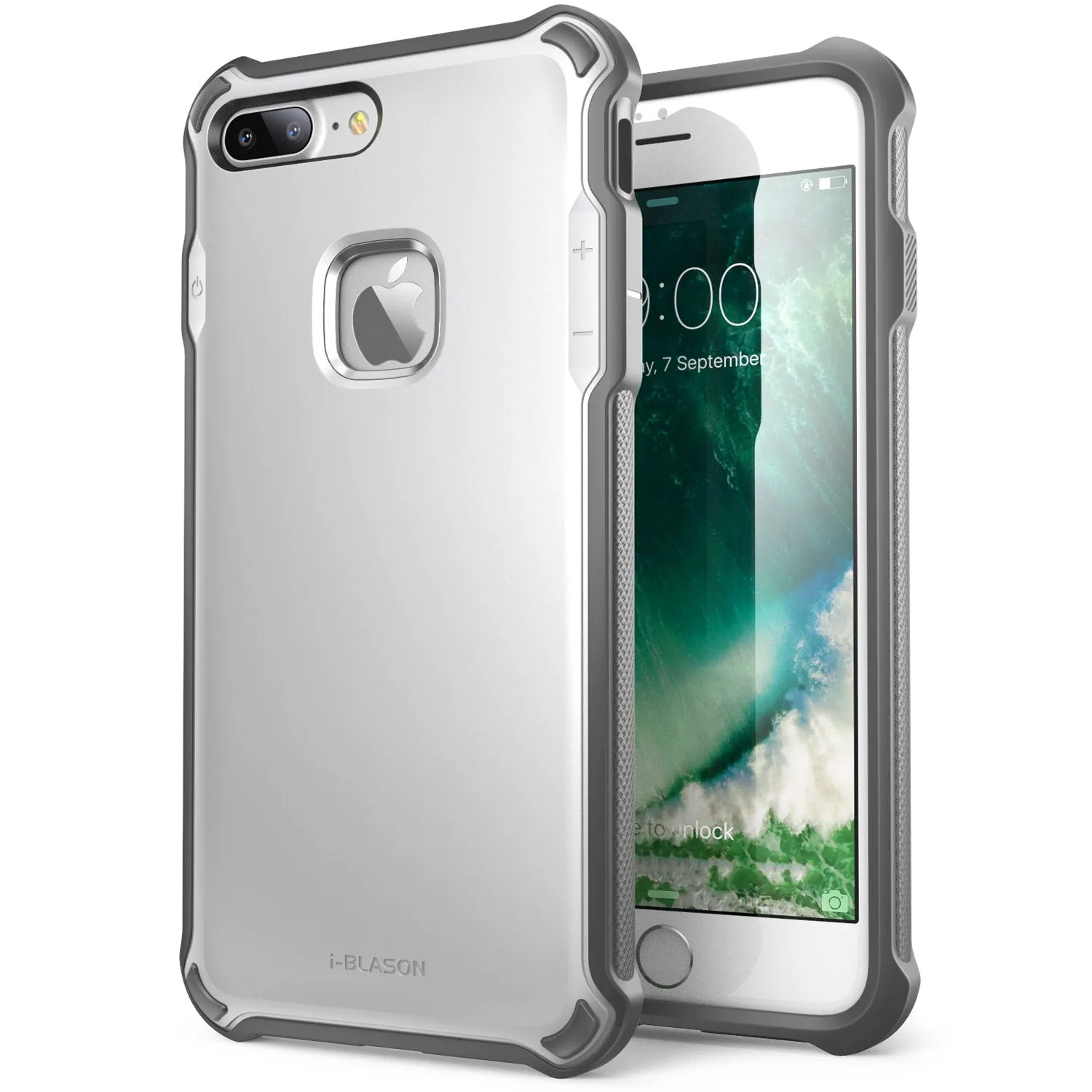 Metal Texture iPhone 7 Plus Venom Case-Metallic White