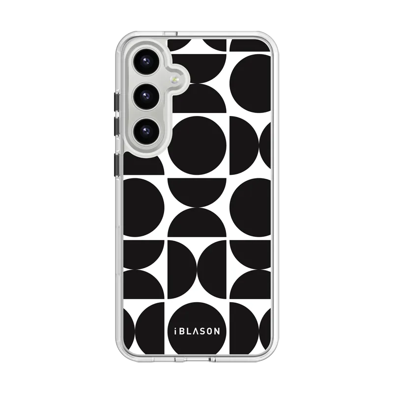 Soft edges clean design Galaxy S25 Halo MagSafe Cute Phone Case - Black Retro Geometric