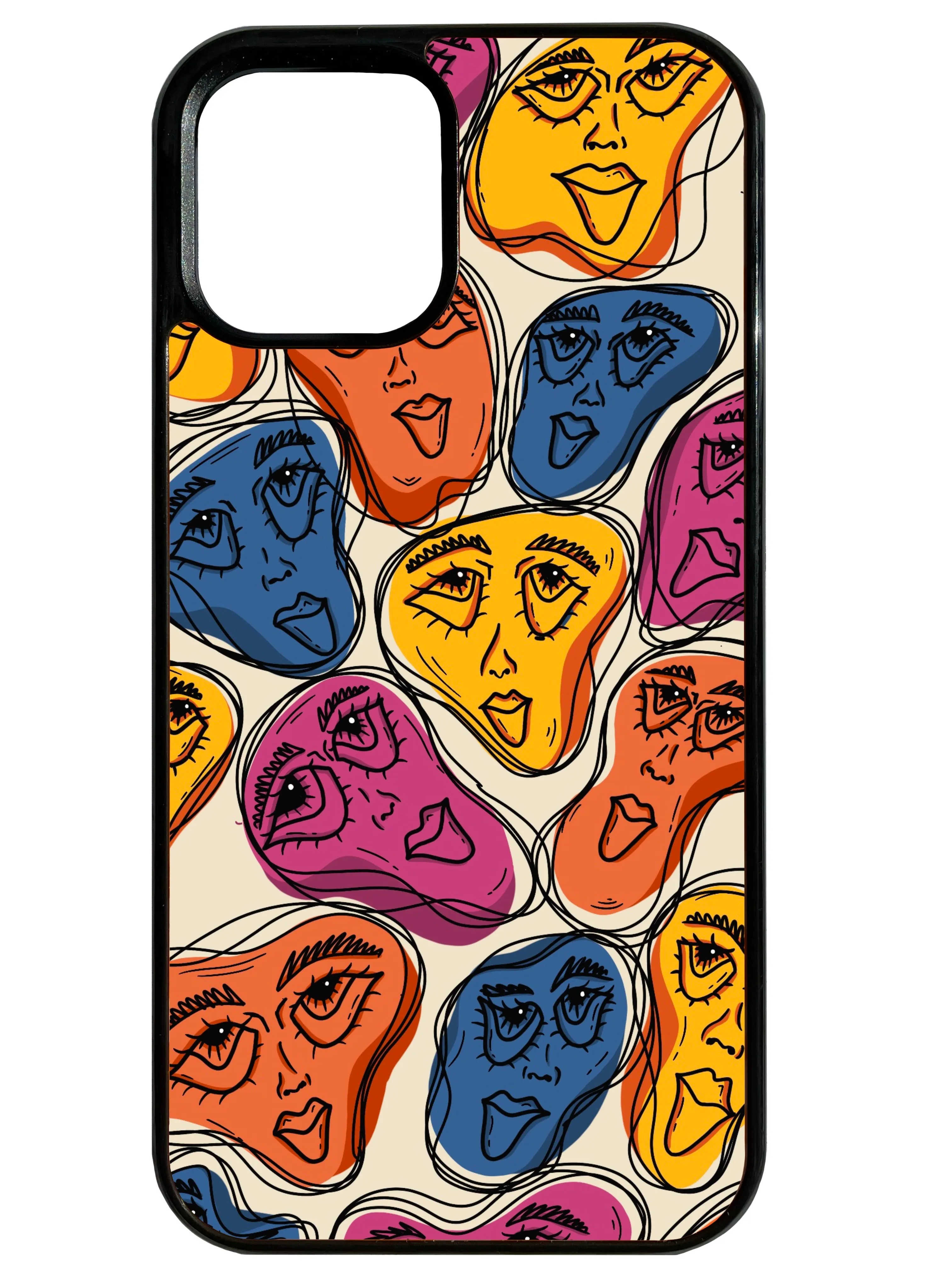 Funky Faces in Purple Phone Case TPU Material Luxury Texture Finish