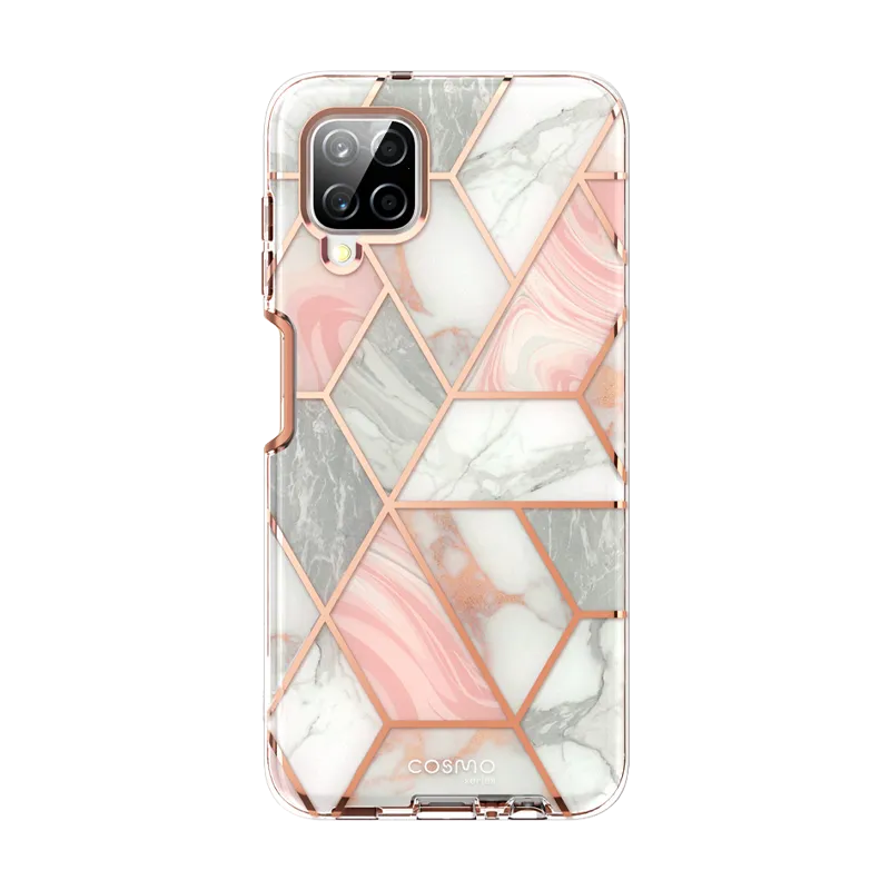 Rugged Frame Design Galaxy A12 Cosmo Case - Marble Pink