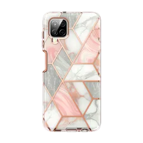 Rugged Frame Design Galaxy A12 Cosmo Case - Marble Pink