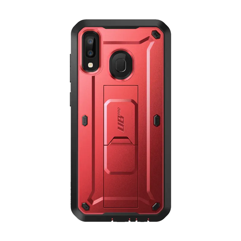 Soft Layer Texture Galaxy A20 / A30 Unicorn Beetle Pro Rugged Holster Case-Metallic Red
