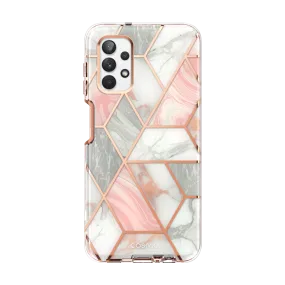 Galaxy A32 Cosmo Case - Marble Pink Comfort Edge Layer Transparent Shell
