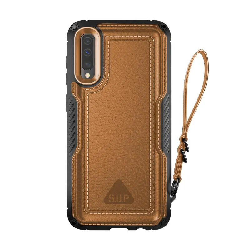 Galaxy A50 Unicorn Beetle Royal Leather Case-Brown Protective Design Texture Light Shield