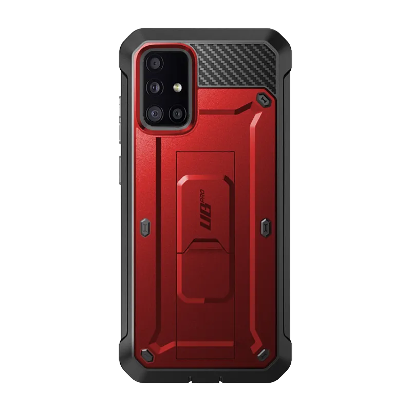 Galaxy A51 5G Unicorn Beetle Pro Rugged Case-Metallic Red Drop Protection Minimal Texture Layer