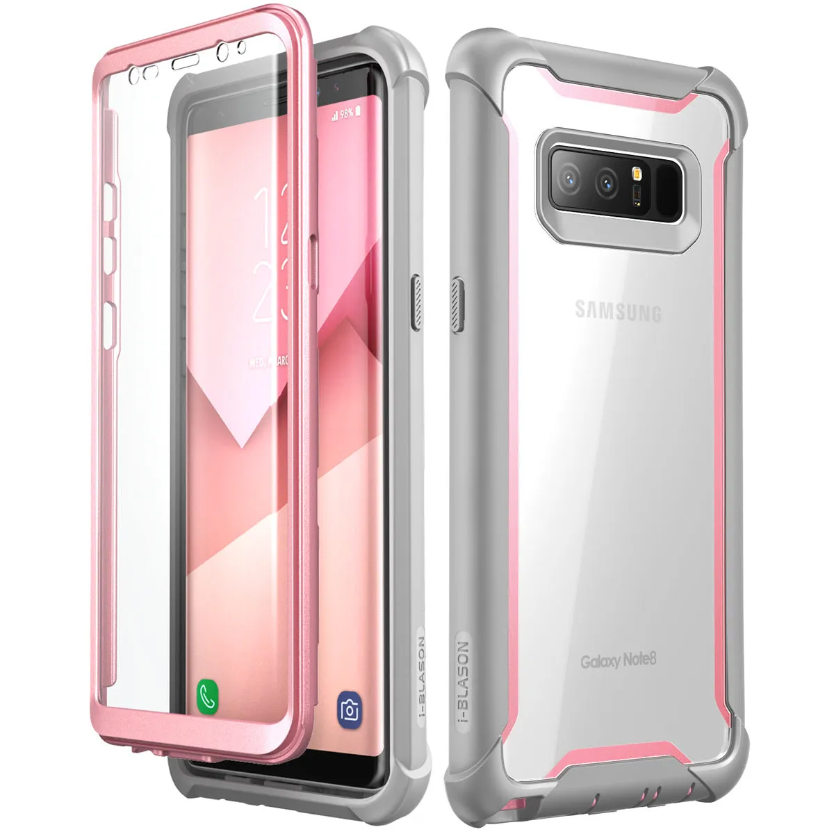 Galaxy Note 8 Ares Case - Pink Flexible Detail Clear Frame