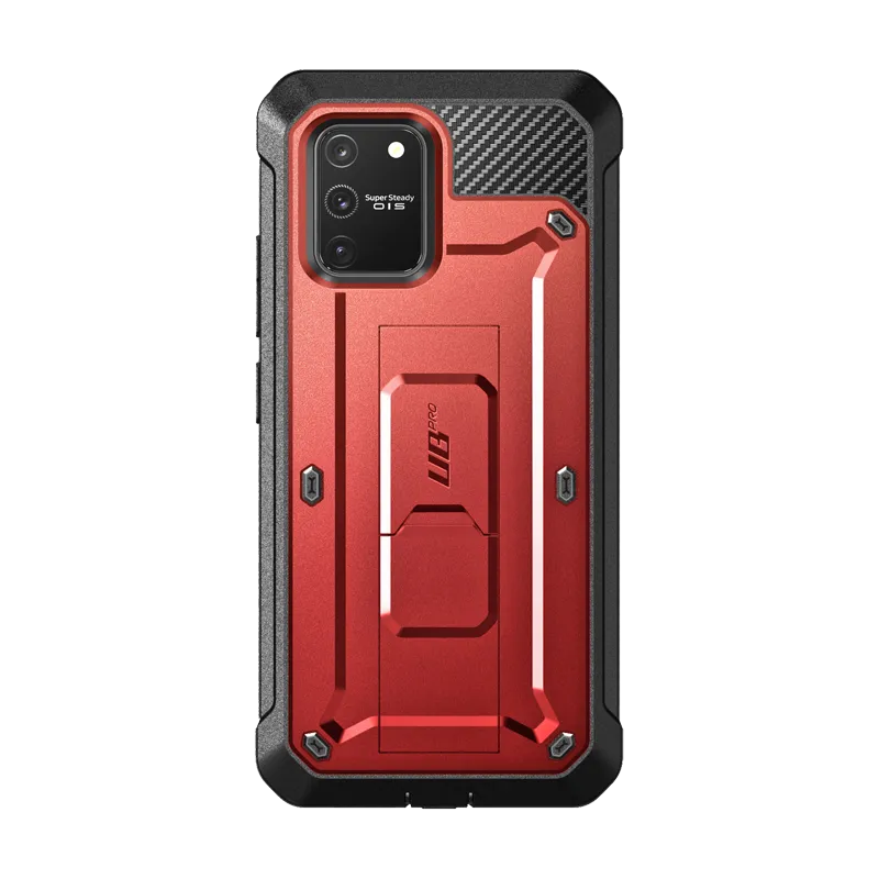 Galaxy S10 Lite Unicorn Beetle Pro Full Body Rugged Holster Case-Metallic Red Hybrid Build Texture Soft Grip Finish