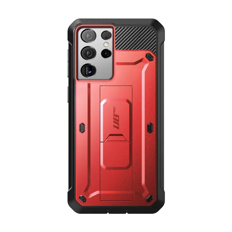 Galaxy S21 Ultra Unicorn Beetle Pro Rugged Case-Metallic Red Premium Pattern Design