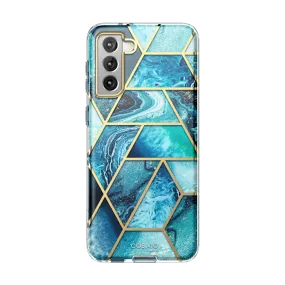 Modern Texture Build Slim Fitment Galaxy S22 Cosmo Case - Ocean Blue