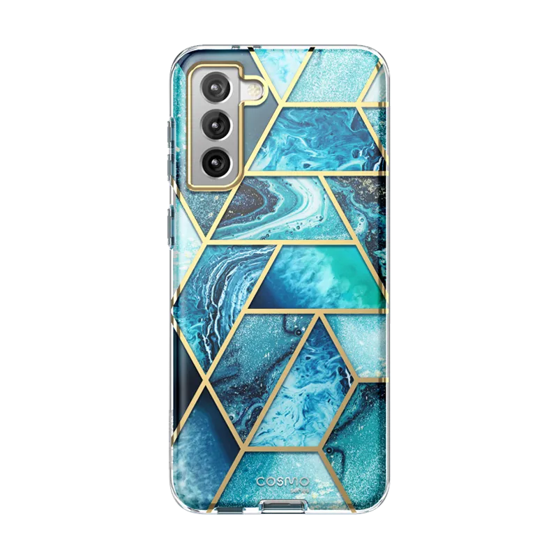 Modern Texture Build Slim Fitment Galaxy S22 Cosmo Case - Ocean Blue