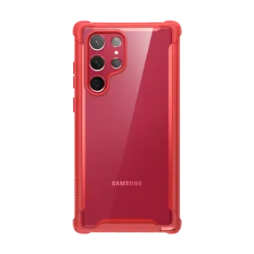 Luxury Grip Galaxy S22 Ultra Ares Clear Rugged Case - Red