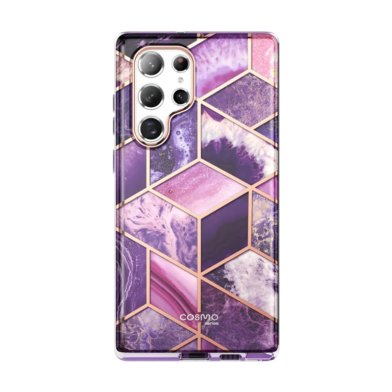 Shock Absorption Layer Elegant Finish Design Galaxy S22 Ultra Cosmo Case - Marble Purple