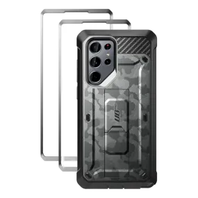 Soft Layer Texture Galaxy S22 Ultra Unicorn Beetle PRO Screen Protector Case-Gray Camo