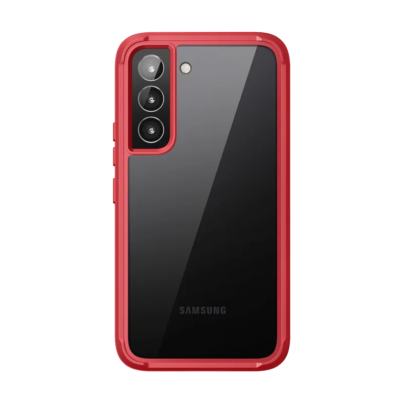 Elegant Texture Layer Galaxy S22 Unicorn Beetle EDGE XT Bumper Case-Metallic Red