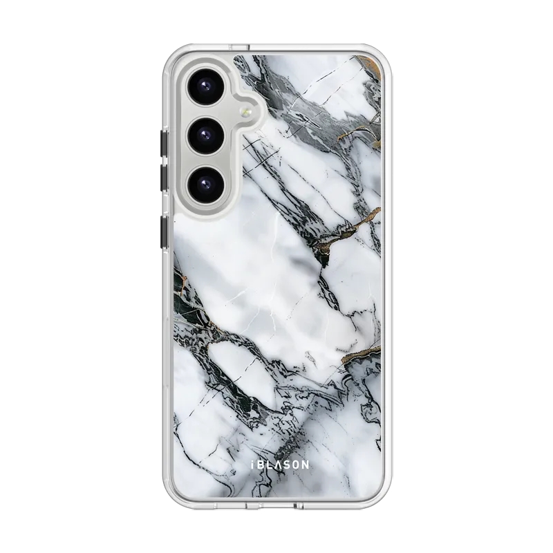 Galaxy S23 Halo MagSafe Cute Phone Case - White Marble Color Accent