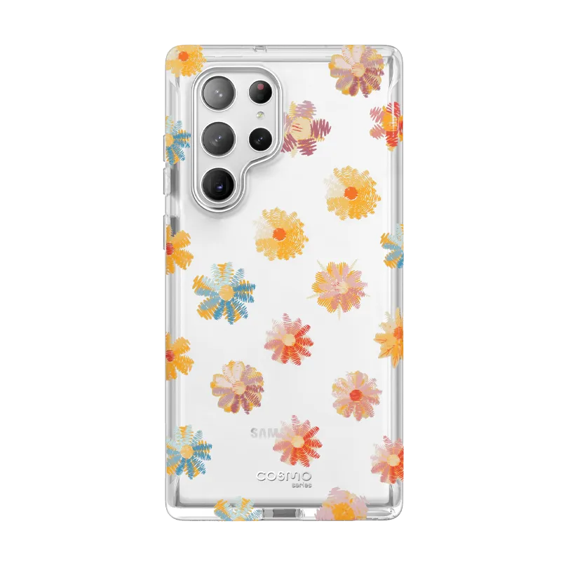 Slim Profile Elegant Layer Texture Galaxy S23 Ultra Cosmo Case - Sunny Flowers