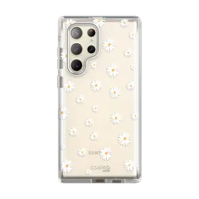 Galaxy S23 Ultra Cosmo Case -White Daisy Luxury Surface Layer