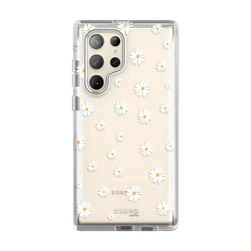 Galaxy S23 Ultra Cosmo Case -White Daisy Luxury Surface Layer
