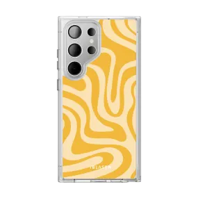 Galaxy S23 Ultra Halo MagSafe Cute Phone Case - Yellow Retro Swirl Matte Surface