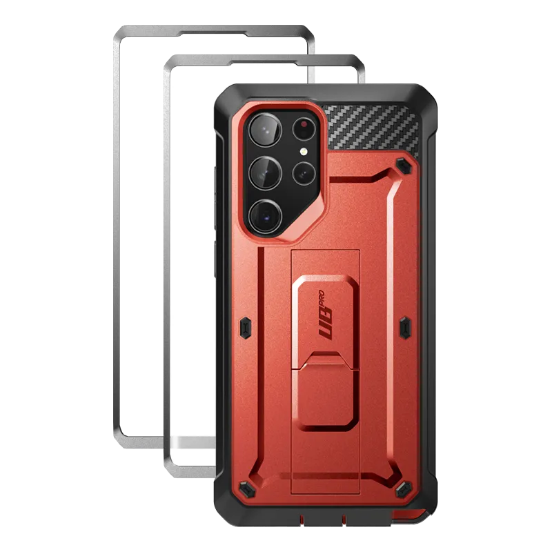 Shock Proof Galaxy S23 Ultra Unicorn Beetle PRO Screen Protector Case-Metallic Red