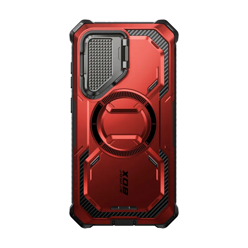 Galaxy S24 Armorbox Protective Phone Case - Metallic Red Hybrid Shield