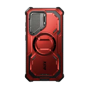 Galaxy S24 Armorbox Protective Phone Case - Metallic Red Hybrid Shield