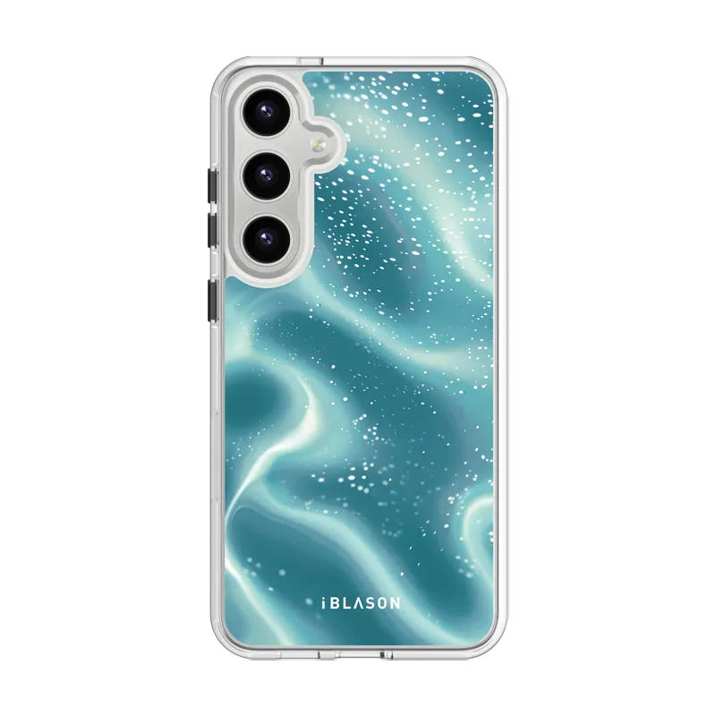 Galaxy S24 Halo MagSafe Cute Phone Case - Blue Retro Waves Polished Surface Texture Stylish Finish