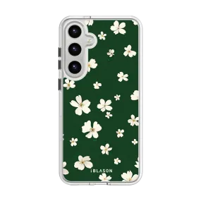 Galaxy S24 Halo MagSafe Cute Phone Case - Green Daisies Chic Accessory Minimal Look