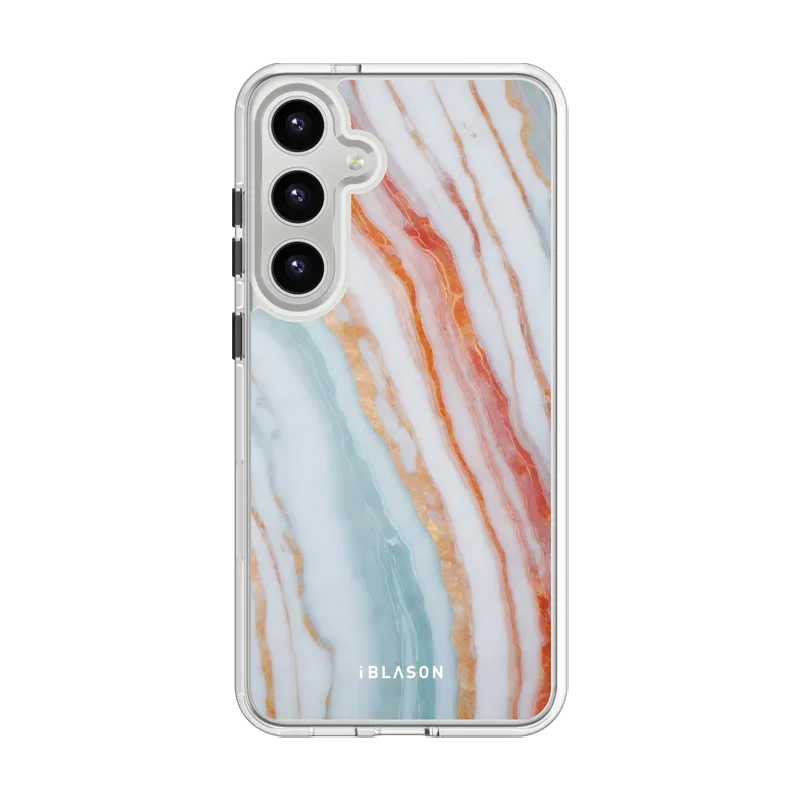 Galaxy S24 Halo MagSafe Cute Phone Case - Marble Rainbow Glossy surface Ergonomic Texture