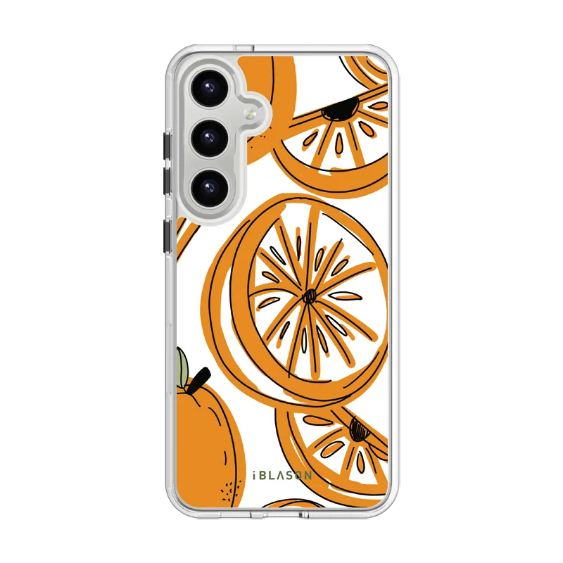 Hybrid Material Build Luxury Pattern Galaxy S24 Halo MagSafe Cute Phone Case - Oranges