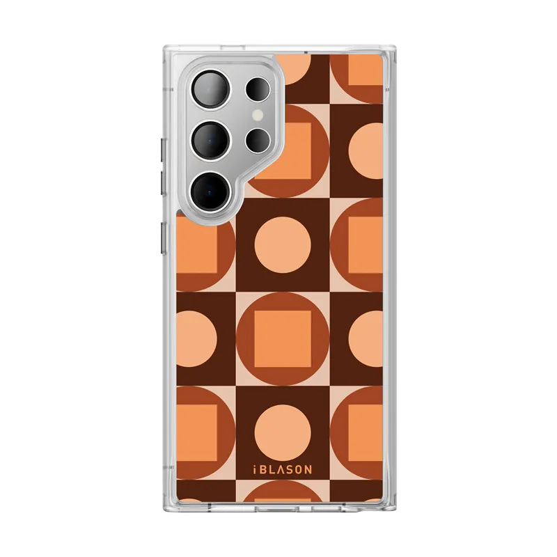 Clean Texture Galaxy S24 Ultra Halo MagSafe Cute Phone Case - Brown Retro Geometric