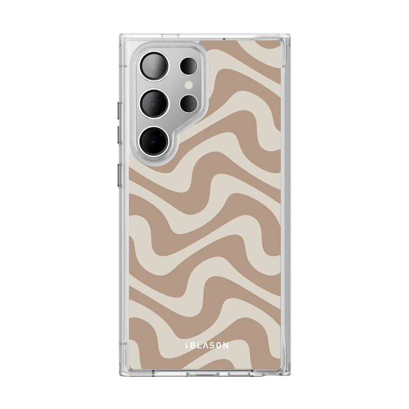 Galaxy S24 Ultra Halo MagSafe Cute Phone Case - Brown Retro Swirl Soft Surface