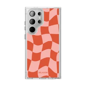 Modern Build Galaxy S24 Ultra Halo MagSafe Cute Phone Case - Pink Retro Checkers