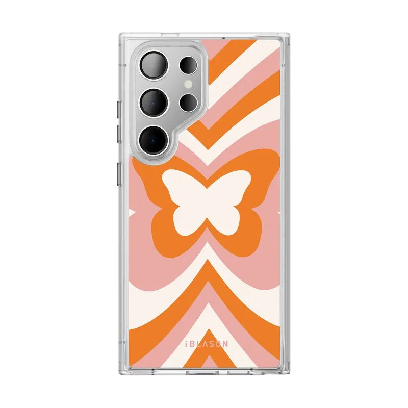 Full Coverage Flexible Texture Galaxy S24 Ultra Halo MagSafe Cute Phone Case - Retro Butterfly